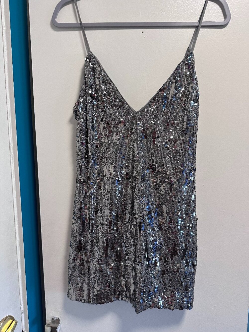 Ramy Brook Lila Silver Sequin Mini Dress - Size 8